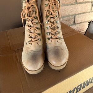 Guess Tan Lace-Up Boots
